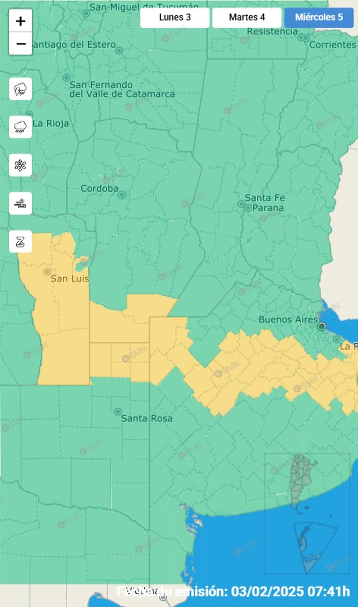 El centro del país seencunetra en alerta amarilla. El centro del país seencunetra en alerta amarilla.