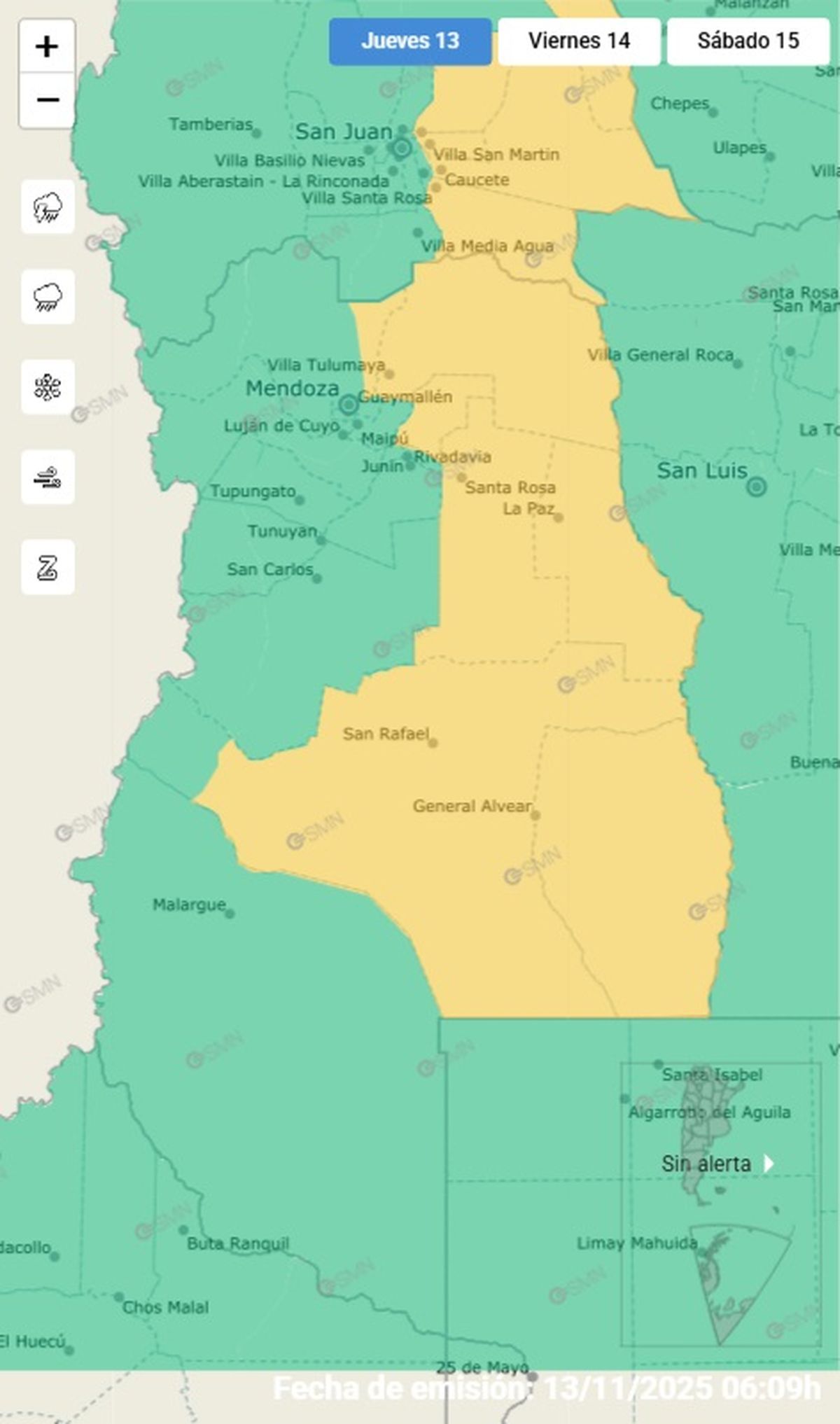 Estos son los departamentos afectados por las tormentas.
