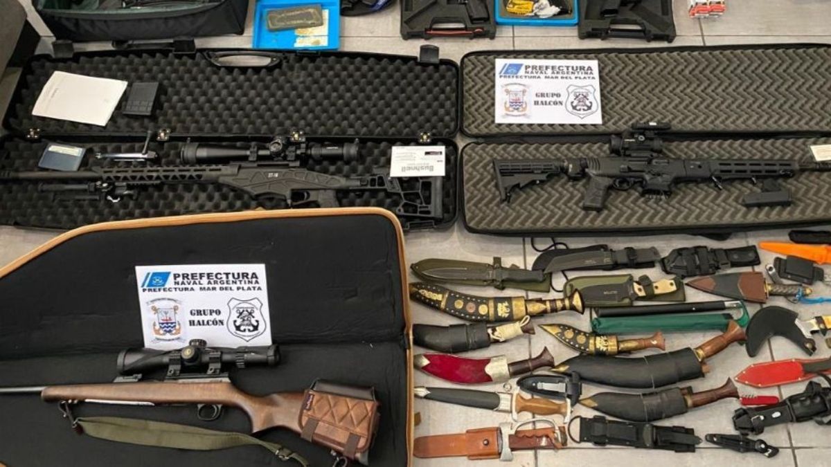 Las armas de fuego que le encontraron a los integrantes de la banda.