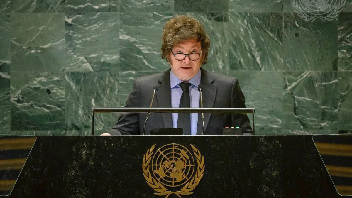 El presidente Javier Milei ante la ONU.