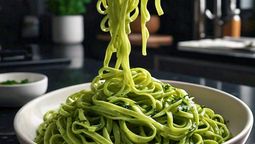 Recetas: talalrines verdes de espinaca cruda. Foto: creada con IA.