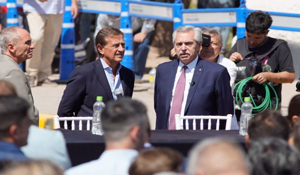 El gobernador Rodolfo Suarez y Alberto Fernández compartieron un acto en Palmira.