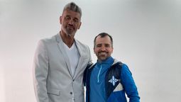Sergio Goycochea, que no rodará en Mendoza, con Francisco Suárez, actor y escritor de la serie.
