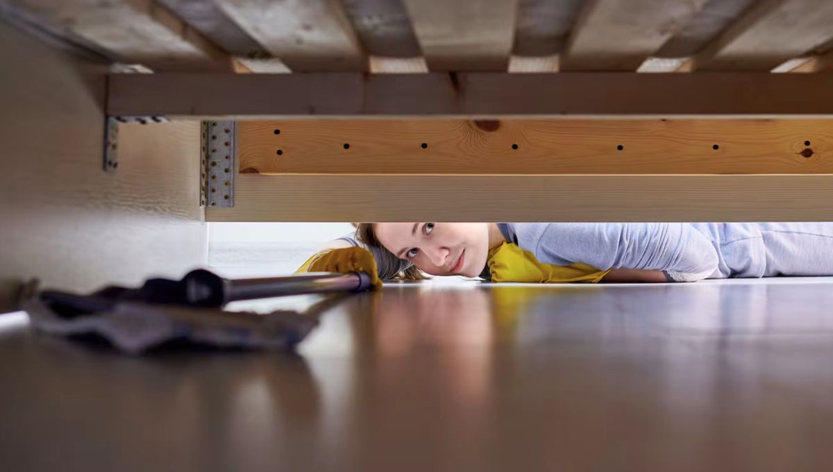 Puedes rociar vinagre debajo de la cama y pasar el lampazo húmedo para retirar toda la mugre. Puedes rociar vinagre debajo de la cama y pasar el lampazo húmedo para retirar toda la mugre. 