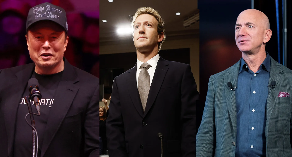 Elon Musk, Mark Zuckerberg y Jeff Bezos son algunos de los tecnológicos que perdieron millones de dólares, luego de las medidas arancelarias tomadas por Donald Trump. Crédito: EFE.