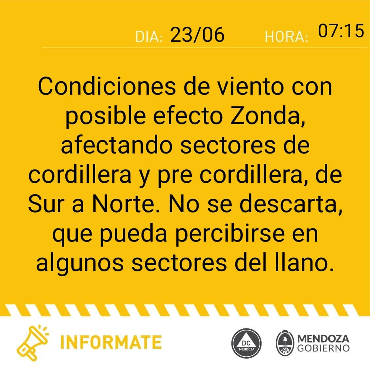 Pronóstico del tiempo en Mendoza según Defensa Civil. Pronóstico del tiempo en Mendoza según Defensa Civil.