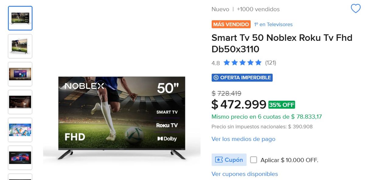 Televisor Noblex de oferta en Mercado Libre por el Hot Sale. Televisor Noblex de oferta en Mercado Libre por el Hot Sale.