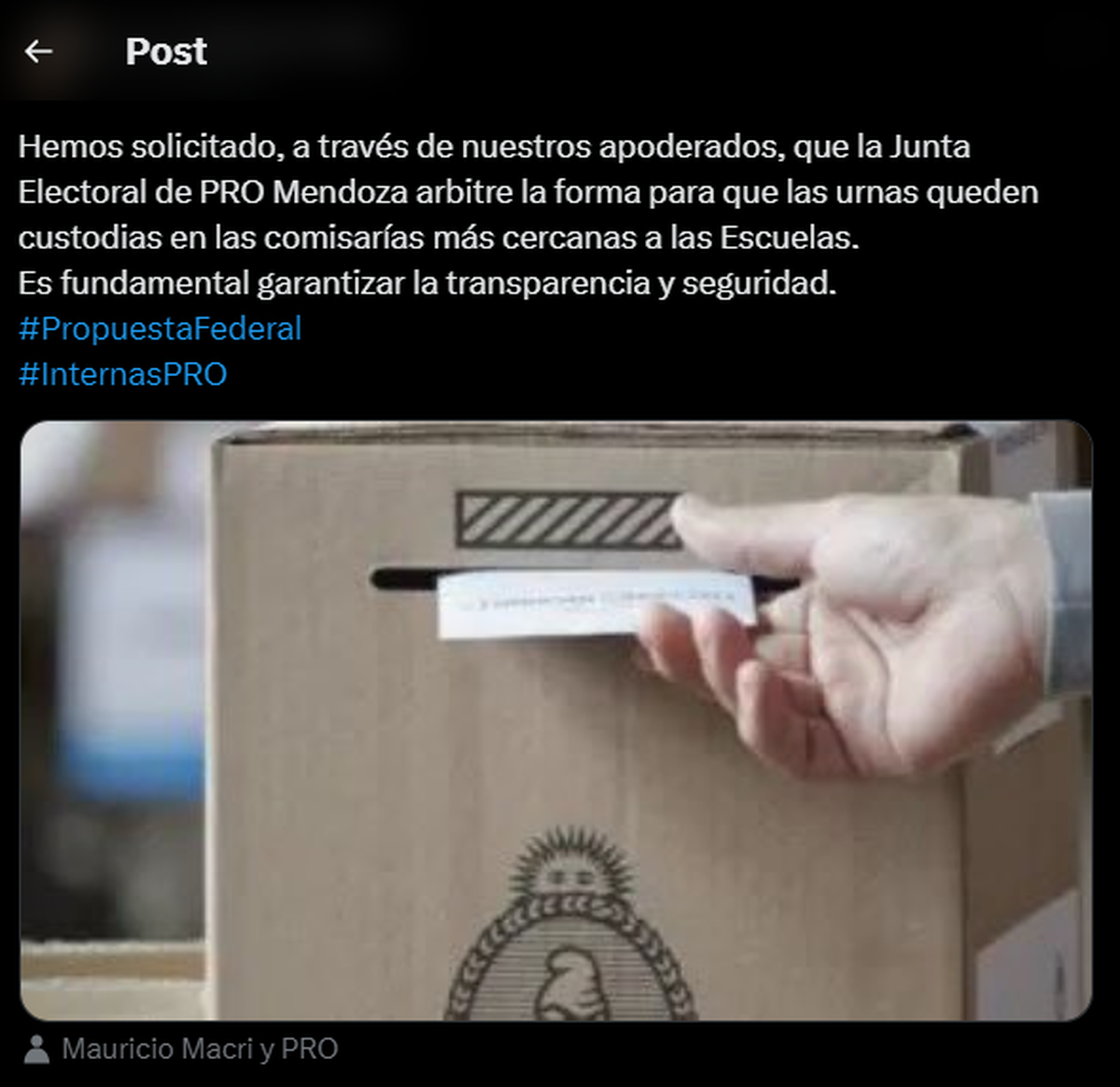 La lista de Pradines, mediante sus apoderados, pidió que las urnas y demás elementos necesarios para la elección del PRO queden en custodia desde la noche anterior en comisarías. La lista de Pradines, mediante sus apoderados, pidió que las urnas y demás elementos necesarios para la elección del PRO queden en custodia desde la noche anterior en comisarías.