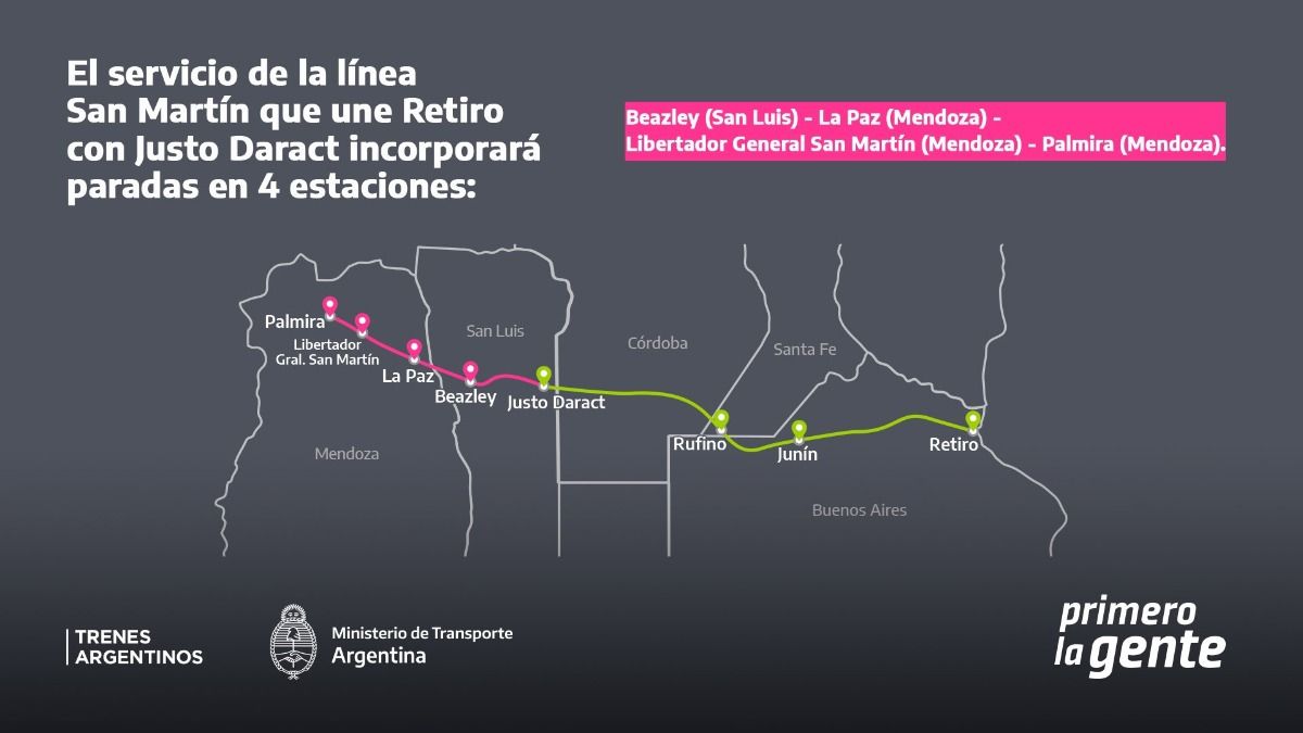 El recorrido de La Paz hacia retiro conectará a los pasajeros con 55 localidades.