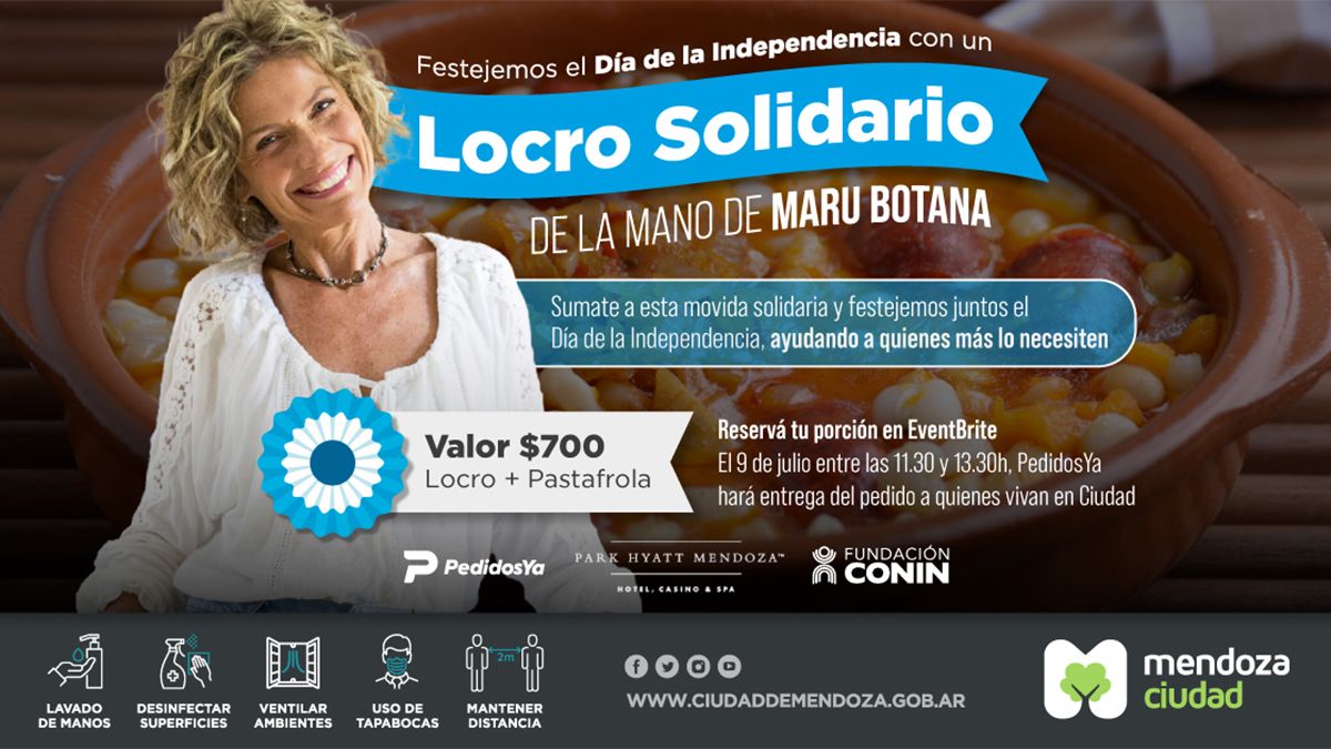 El intendente Ulpiano Suarez y Maru Botana anunciaron que se elaborarán 1.000 porciones de locro que serán acompañadas por una porción de pastafrola. 