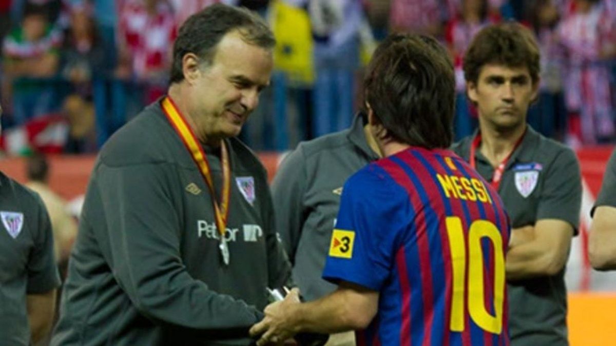 Marcelo Bielsa y Lionel Messi cuando el Loco era DT del Athetic Bilbao.