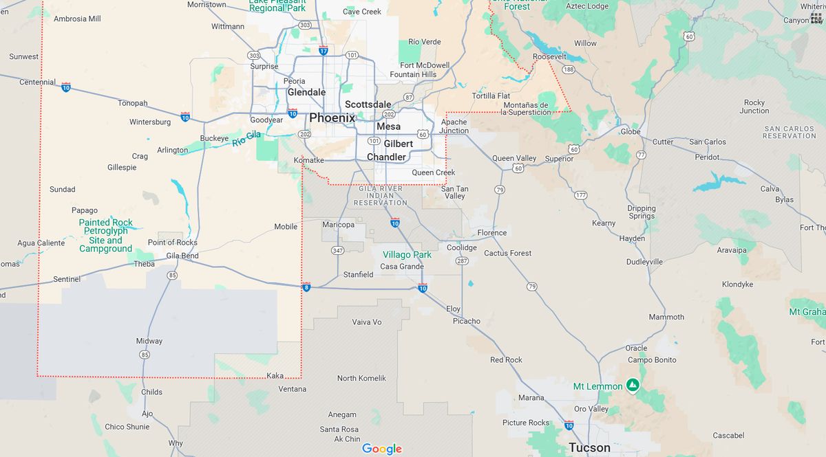 Mapa del estado de Arizona que muestra el condado de Maricopa, en Estados Unidos. Mapa del estado de Arizona que muestra el condado de Maricopa, en Estados Unidos.