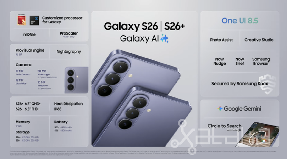 Características del Samsung Galaxy S26 y S26+. Foto: Xataka Características del Samsung Galaxy S26 y S26+. Foto: Xataka