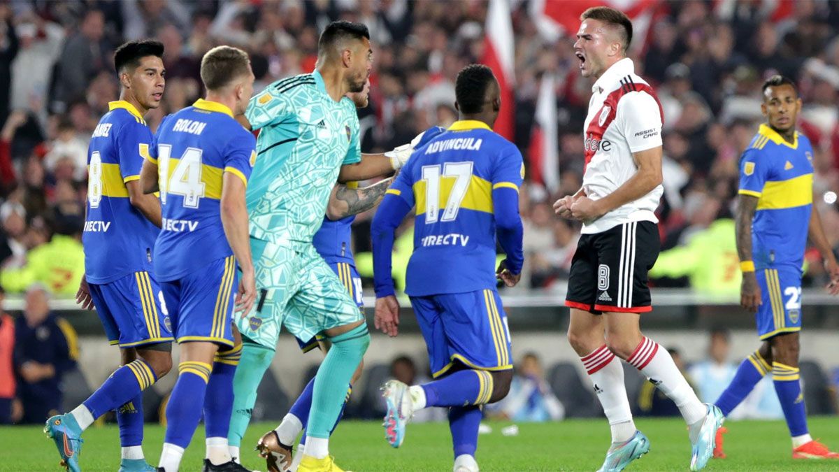 Agustín Palavecino, de River, provocó a los jugadores de Boca y desató un escándalo.