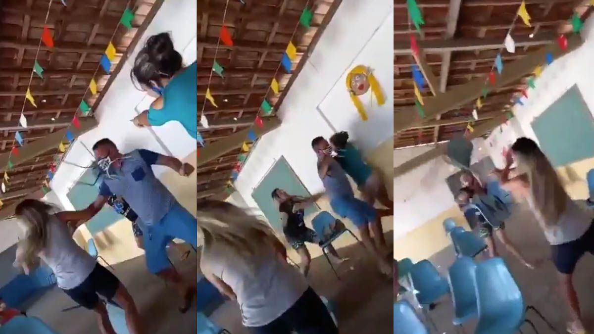 Escándalo. Video: fue a vacunarse con su amante y se encontró a su esposa en la fila.