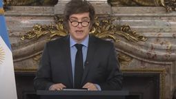 El presidente Javier Milei en cadena nacional.