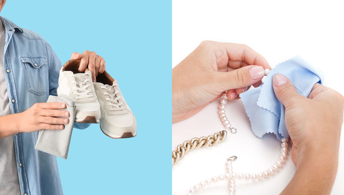 Utiliza cepillos y paños suaves para no dañar las zapatillas u objetos de plata. Utiliza cepillos y paños suaves para no dañar las zapatillas u objetos de plata. 