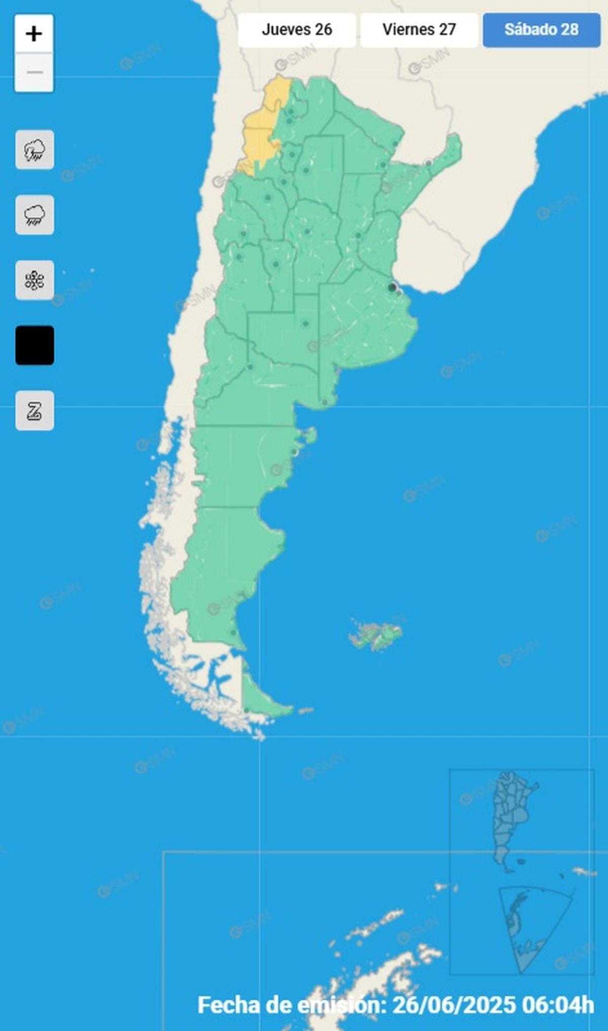 Estas son las provincias en alerta Estas son las provincias en alerta