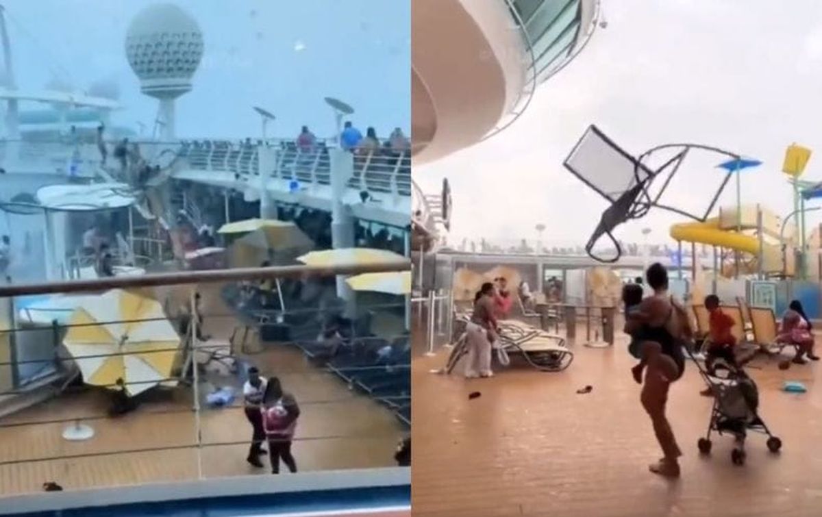 Capturas del video: la tormenta que aterroriz&oacute; a los pasajeros de un crucero Royal Caribbean.