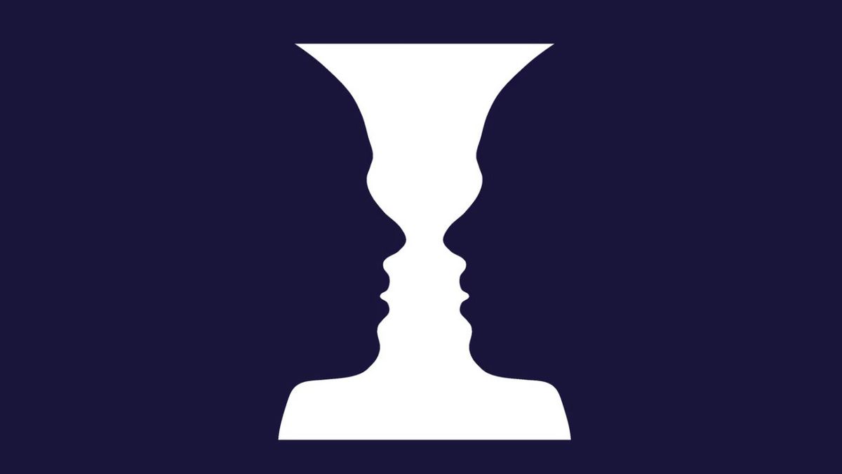 Copa de Rubin. Algunos ven la copa, otros ven dos rostros enfrentados. Copa de Rubin. Algunos ven la copa, otros ven dos rostros enfrentados. 