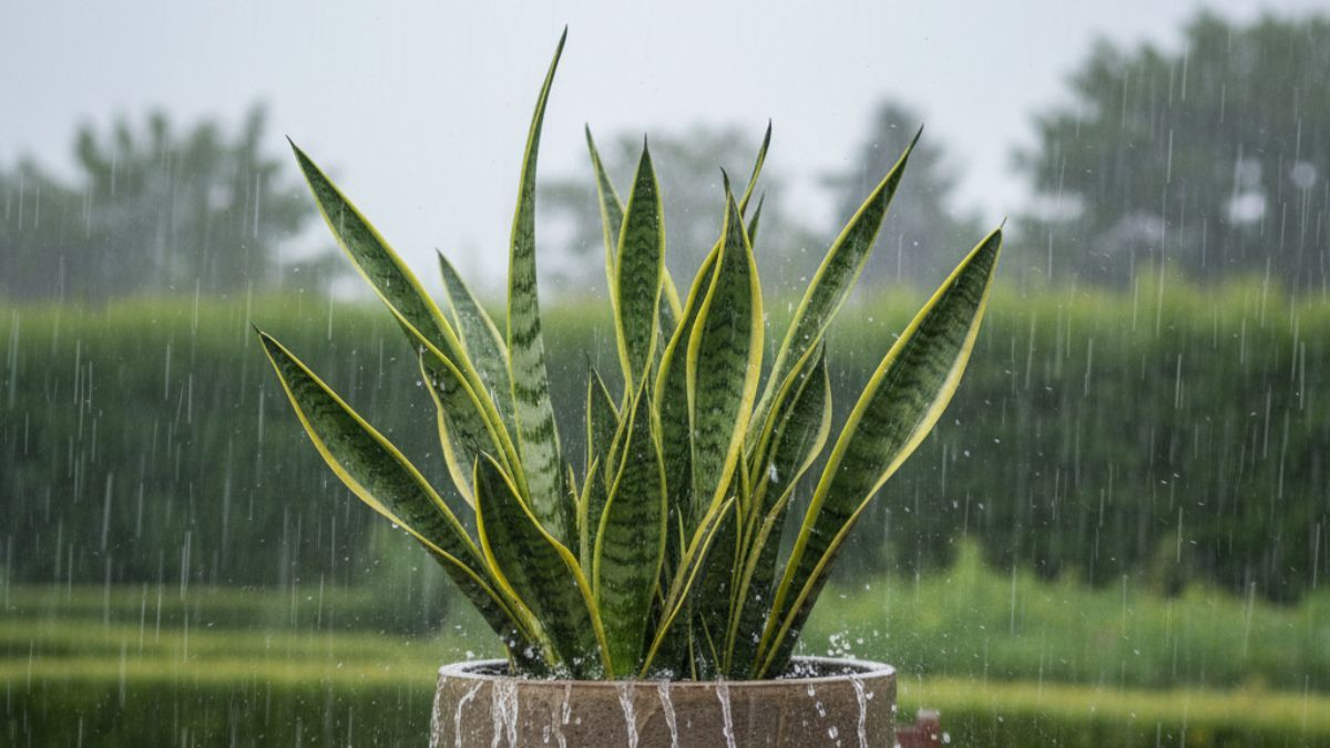 Esto sucede si riegas una sansevieria con agua de lluvia.