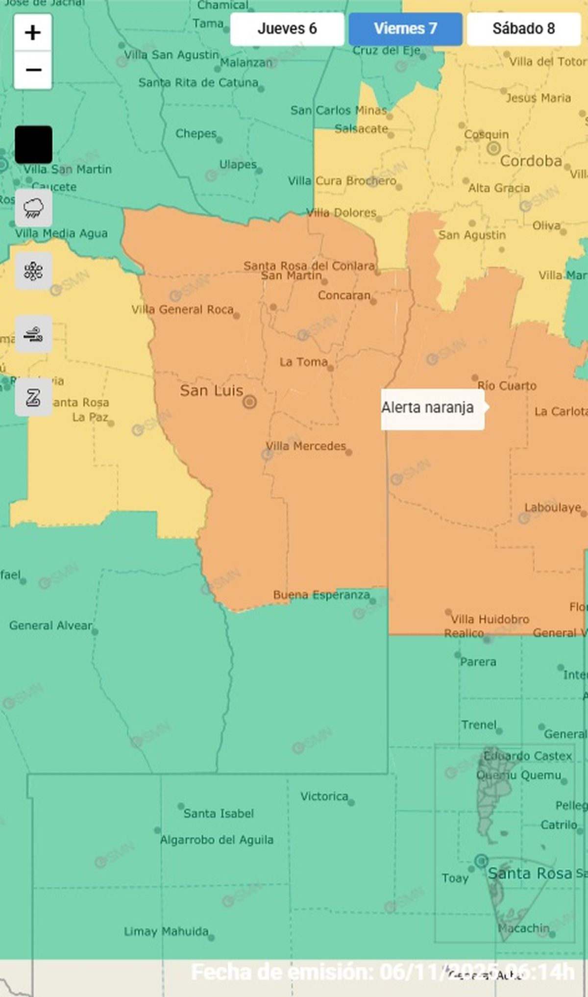 Esta es la provincia en alerta este viernes. Esta es la provincia en alerta este viernes.
