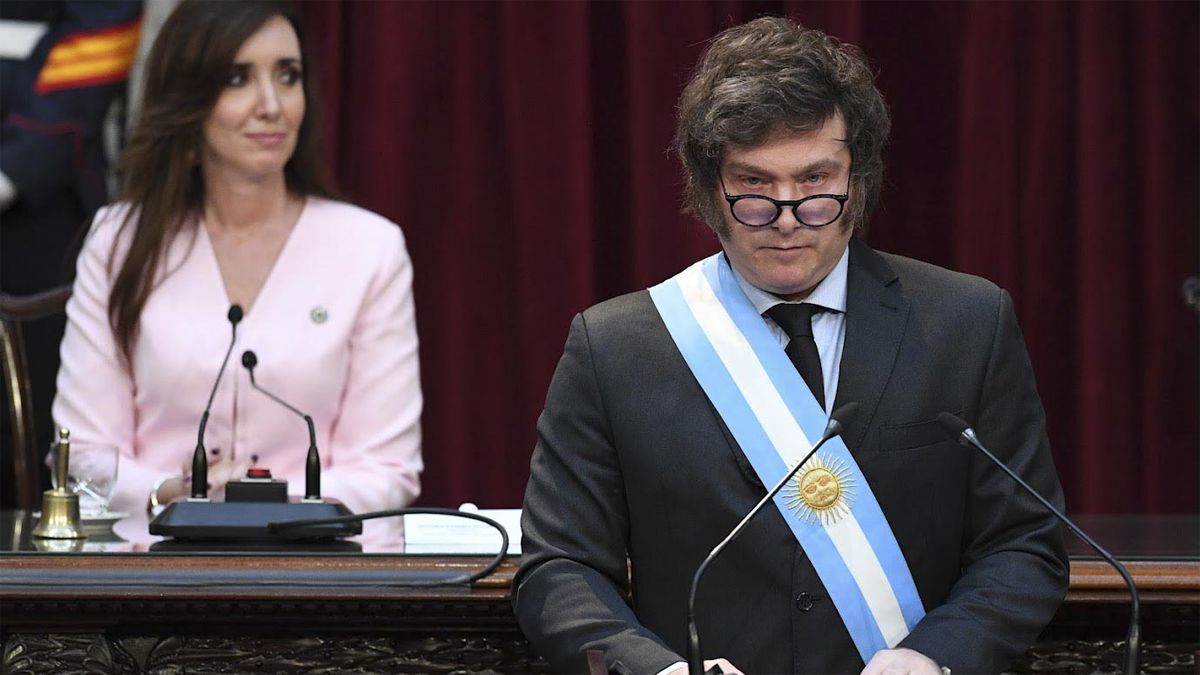 Javier Milei en la presentación del presupuesto nacional.