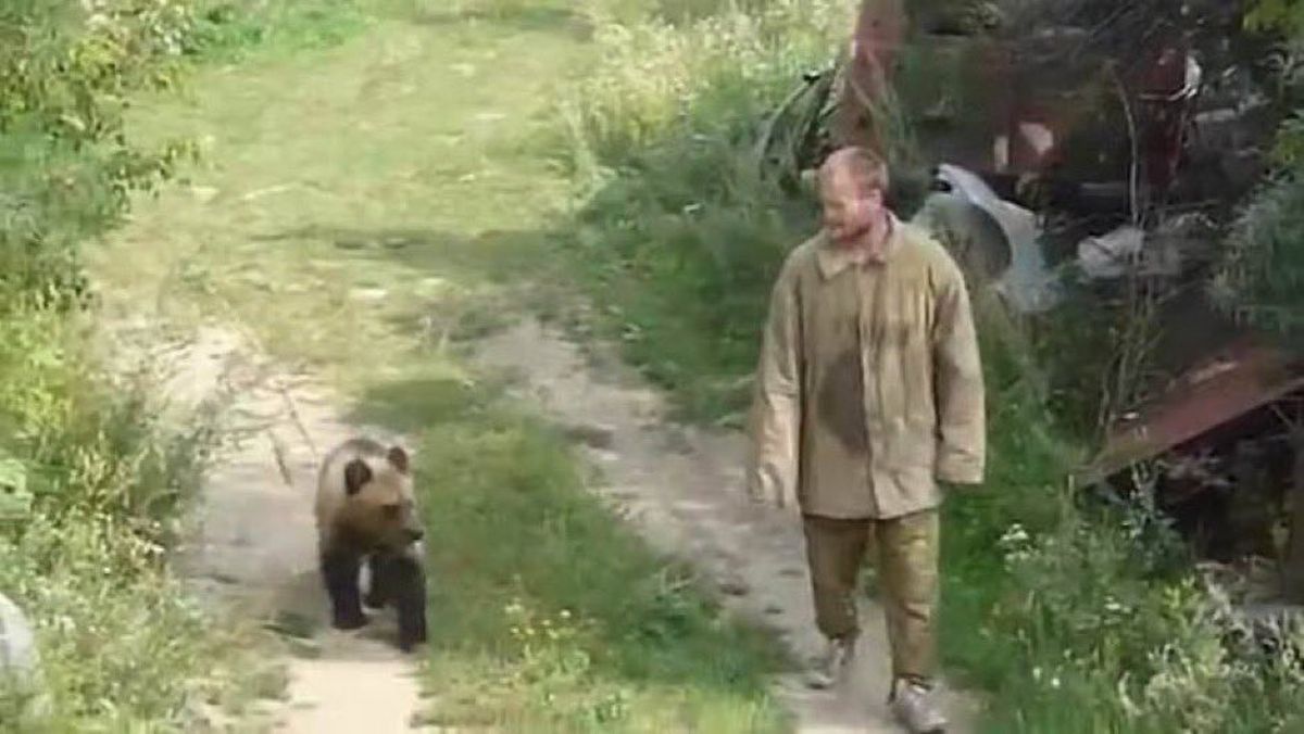 Durante cuatro años, este hombre convivió con un oso pardo al que llamó Vorchun. Durante cuatro años, este hombre convivió con un oso pardo al que llamó Vorchun.
