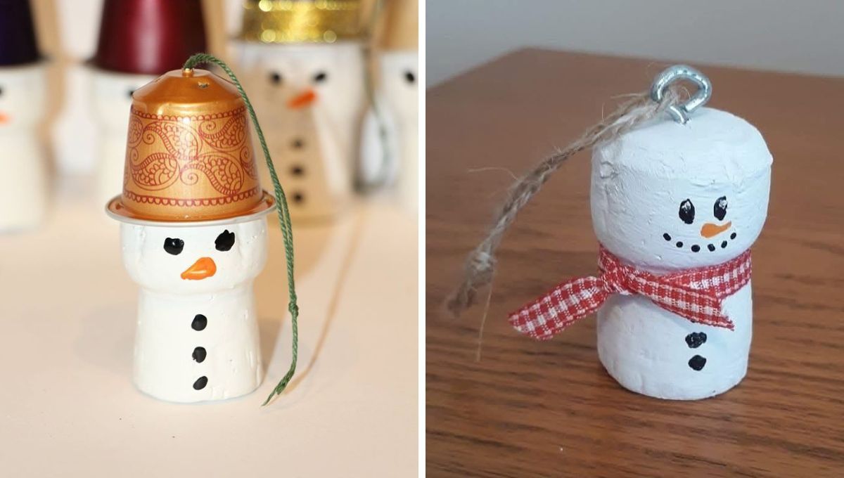 Corchos reciclados y convertidos en adornos de Navidad. Corchos reciclados y convertidos en adornos de Navidad. 