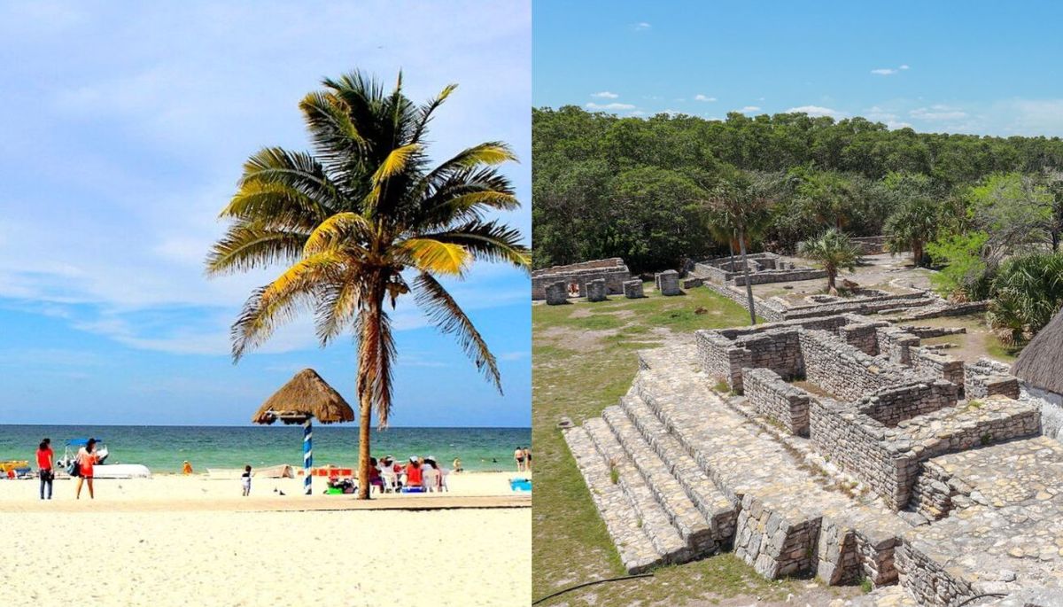 En la imagen uno se observa la Playa Progreso. En la segunda fotografía se ven la zona arqueológica de Xcambo. En la imagen uno se observa la Playa Progreso. En la segunda fotografía se ven la zona arqueológica de Xcambo.
