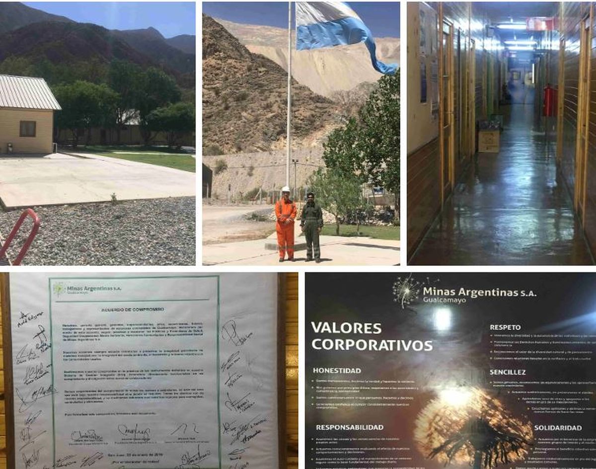 Oficinas y otros sectores de la mina destinados al personal. También, las certificaciones de la empresa.