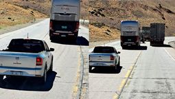 Pasar en doble línea amarilla en la Ruta 7, una situación que se repite habitualmente en la alta montaña. Pasar en doble línea amarilla en la Ruta 7, una situación que se repite habitualmente en la alta montaña.