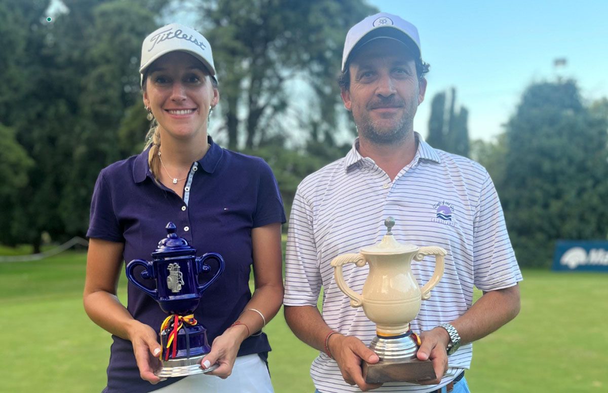 Rosario Dalera y Andrés Benenati, campeones del Mendocino de golf.