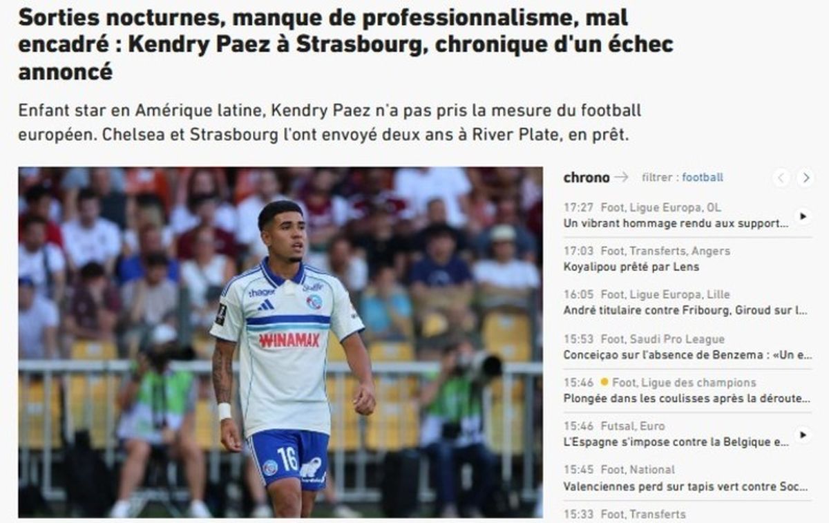 El diario L'Equipe apunt&oacute; contra Kendry P&aacute;ez.