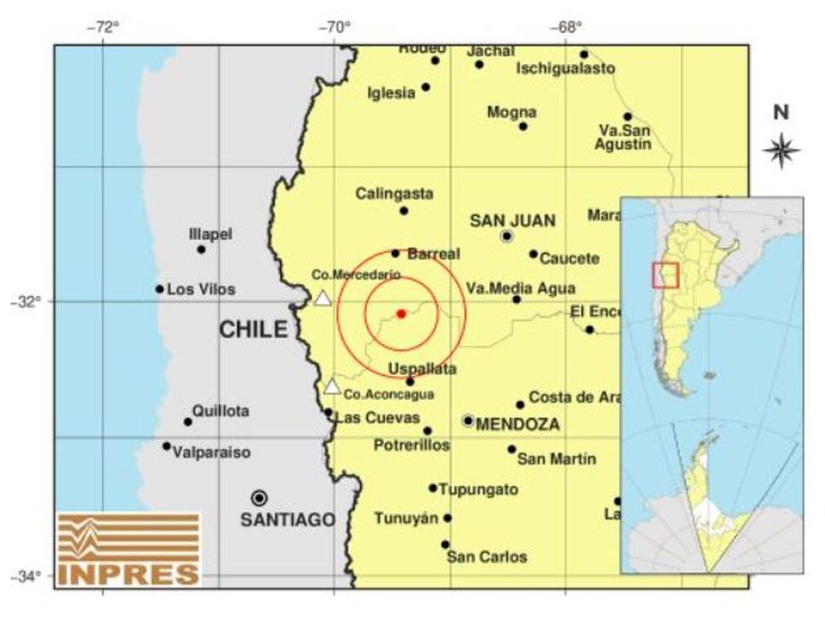 El mapa del epicentro del sismo.