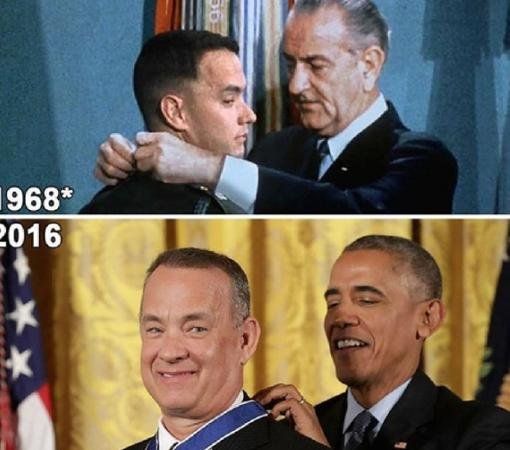 Tom Hanks revive una escena de Forrest Gump en la vida real