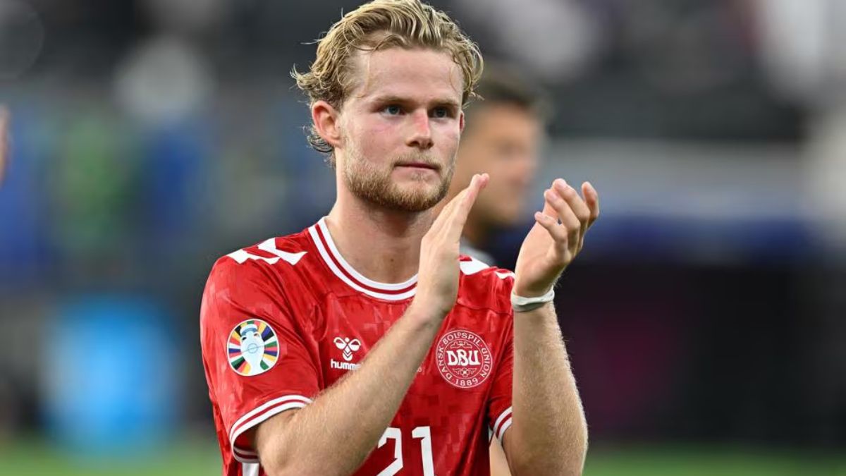 Morten Hjulmand fue el autor del gol que le dio el empate al combinado de Dinamarca. Morten Hjulmand fue el autor del gol que le dio el empate al combinado de Dinamarca.