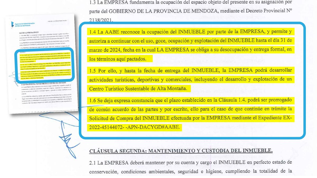 Convenio entre la AABE y El Azufre por el uso de las tierras en Malargüe. Convenio entre la AABE y El Azufre por el uso de las tierras en Malargüe.