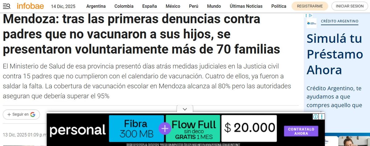 Este sábado, Infobae publicó el caso de la denuncias en Mendoza contra padres que no vacunaron a sus hijos. Este sábado, Infobae publicó el caso de la denuncias en Mendoza contra padres que no vacunaron a sus hijos.