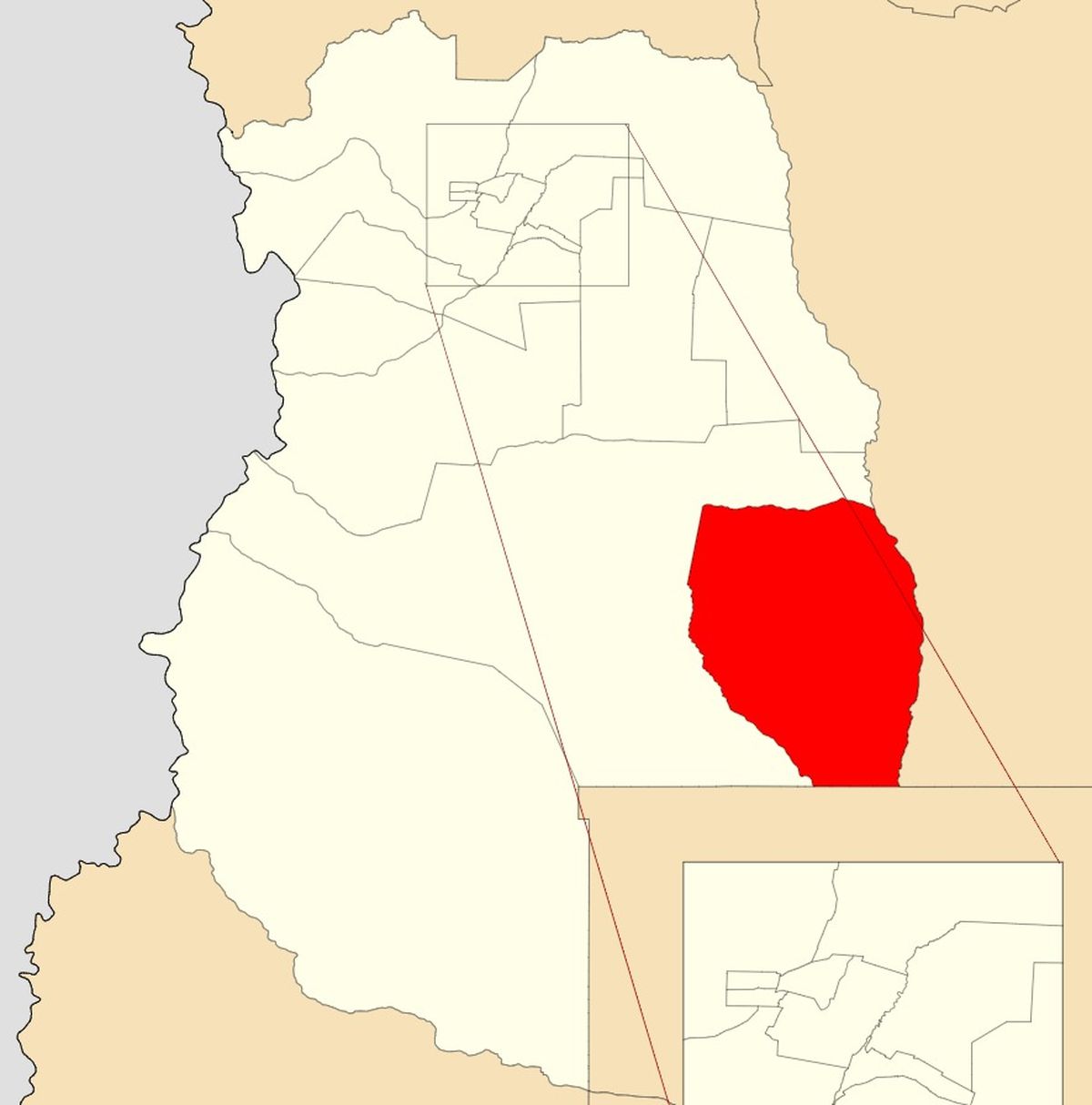 La ubicación de General Alvear en un mapa de Mendoza.