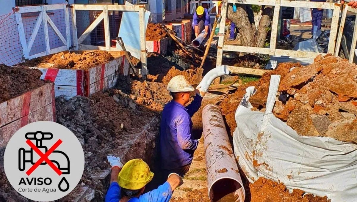 Por tareas de empalme en la red, hay un corte de agua de 7 a 16 horas. Por tareas de empalme en la red, hay un corte de agua de 7 a 16 horas.