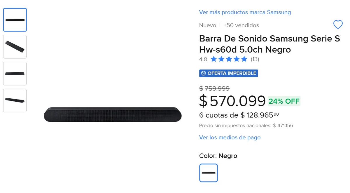 Aprovechá esta oferta de Mercado Libre en una de las mejores barras de sonido Samsung. Aprovechá esta oferta de Mercado Libre en una de las mejores barras de sonido Samsung.