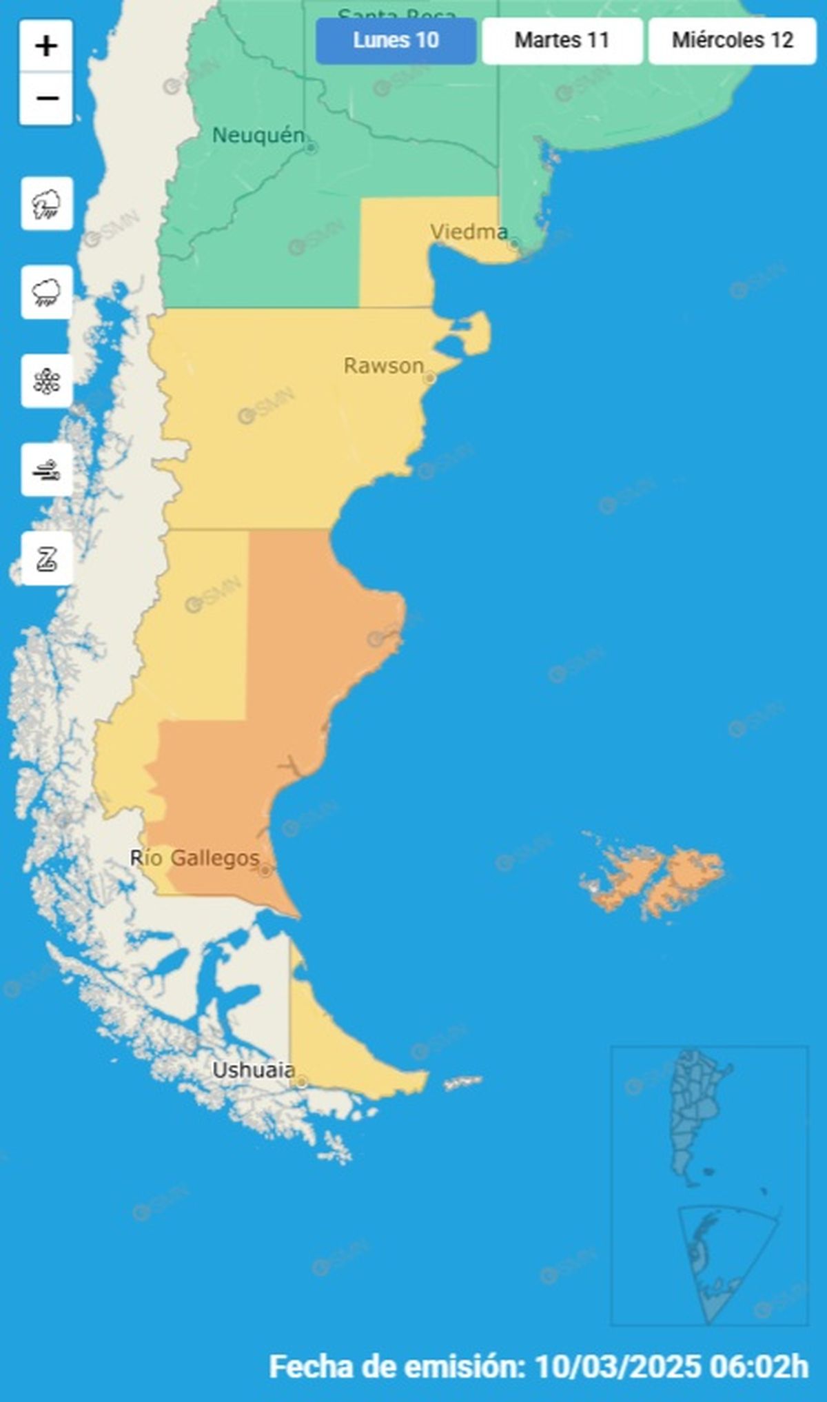Las deemás provincias se encuentran en alerta amarilla Las deemás provincias se encuentran en alerta amarilla