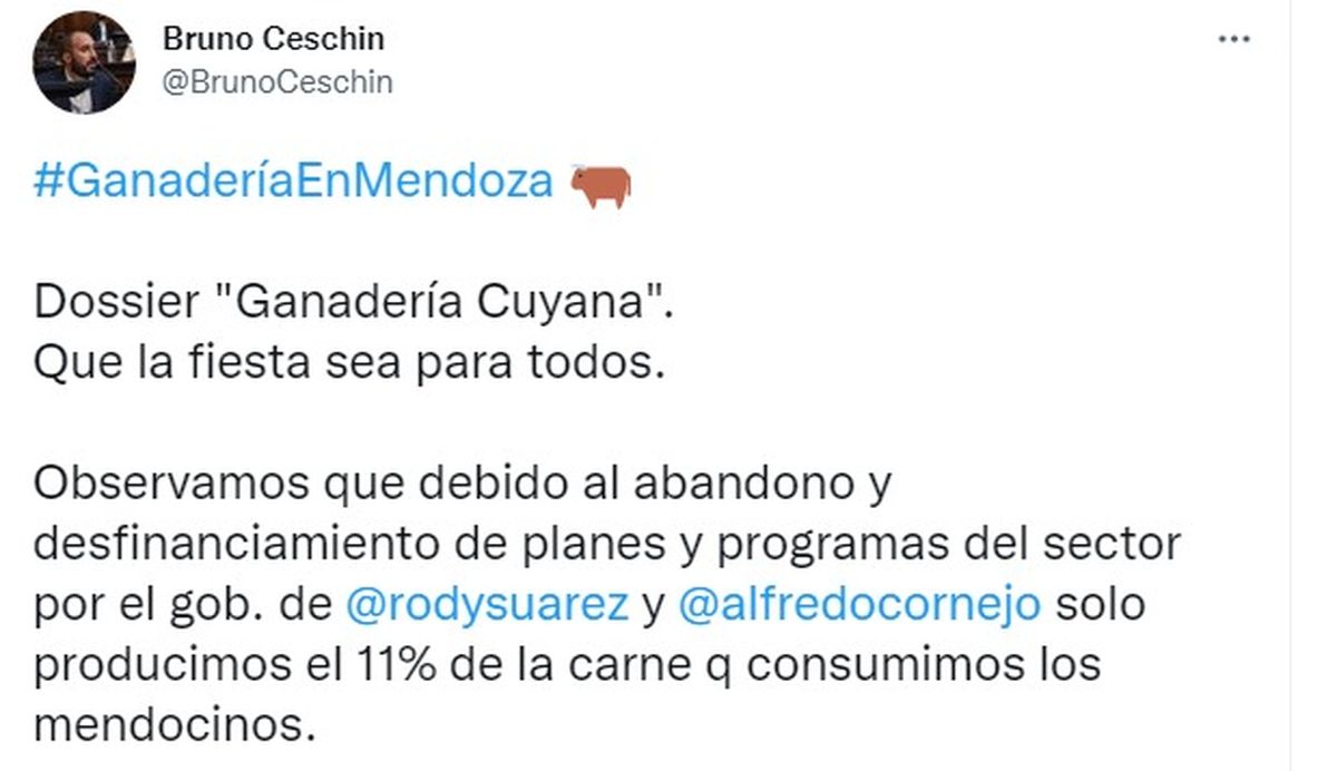El diputado provincial electo por el 3° distrito criticó las políticas oficiales respecto a la ganadería.