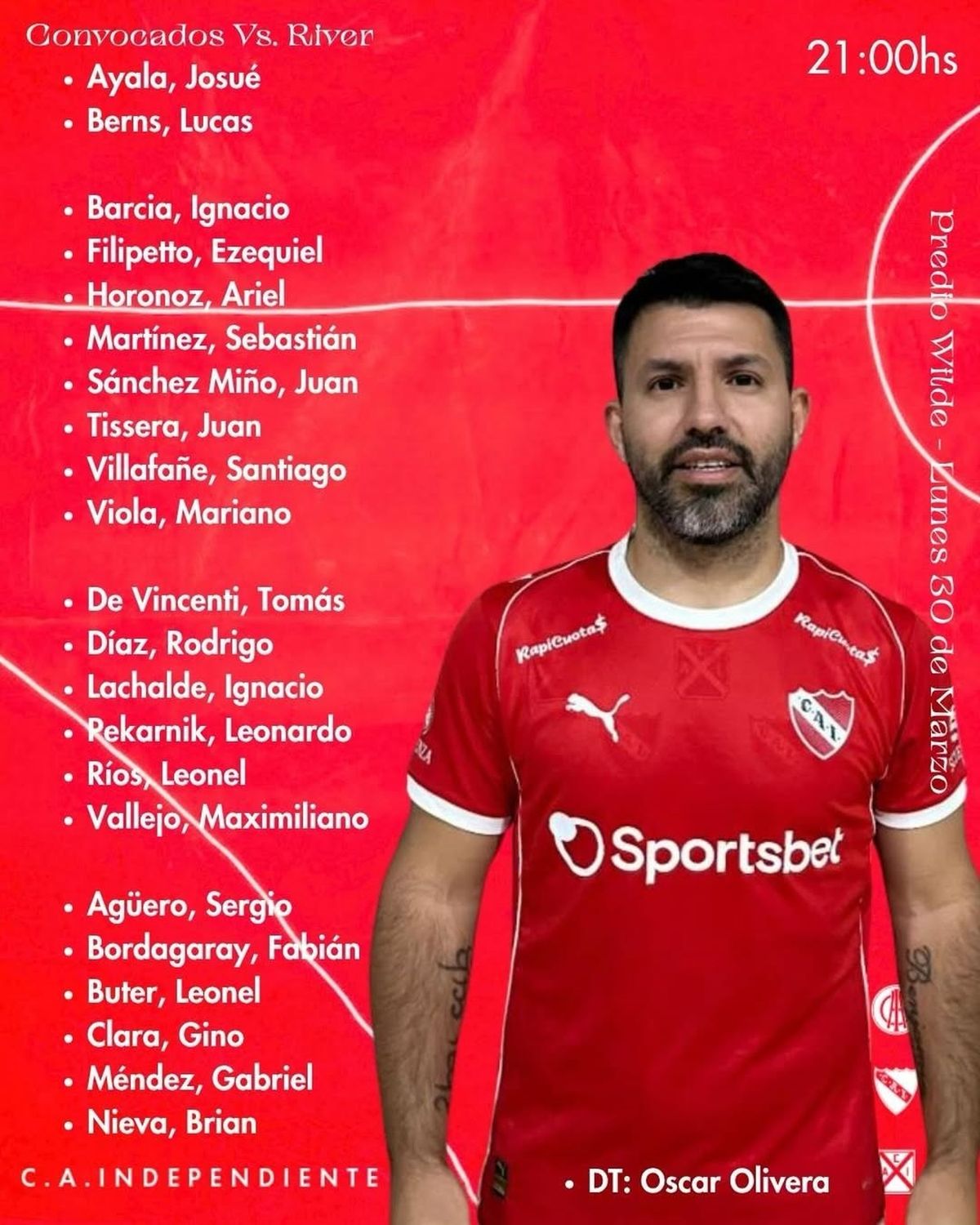 El Kun Ag&uuml;ero es parte del equipo senior de Independiente de Avellaneda.