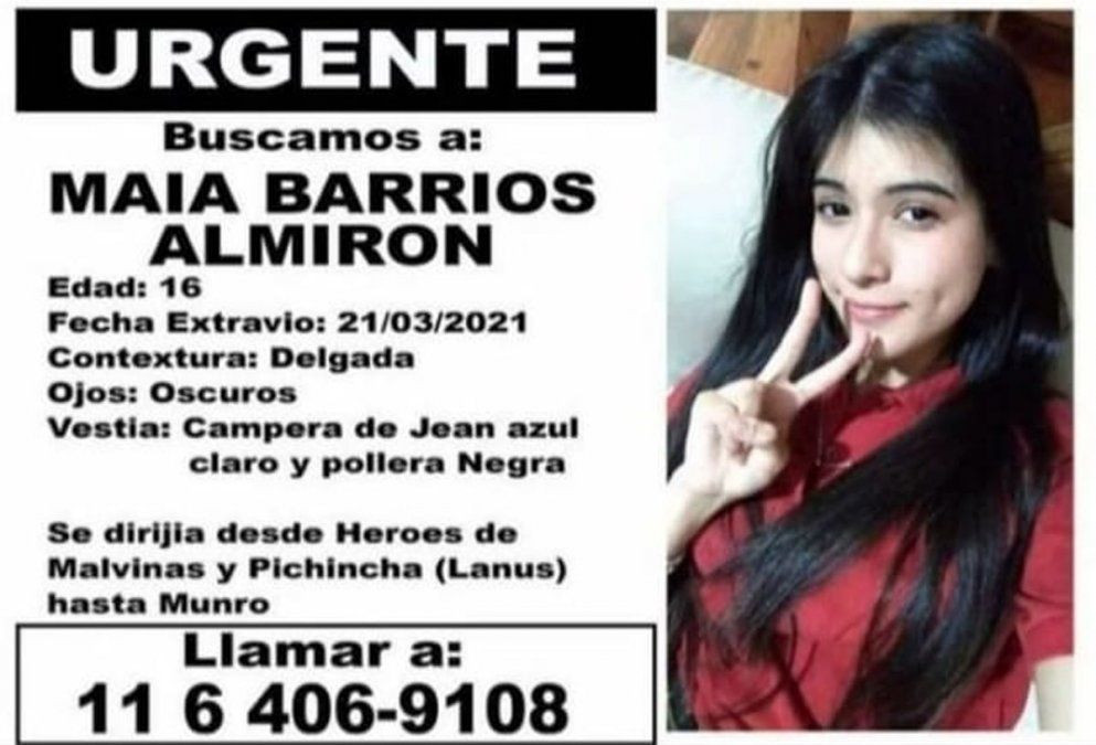 Ella es Maia Barrios Almirón, quien aparentemente se iba a encontrar con un chico. Está desaparecida