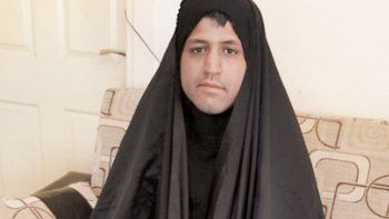 Hombres de Irán, en fotos con velo islámico apoyando a las mujeres