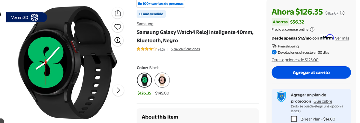 Este reloj inteligente de Samsung tiene una importante rebaja en Walmart. Este reloj inteligente de Samsung tiene una importante rebaja en Walmart.