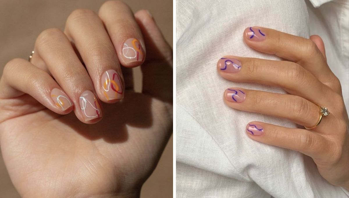 Manicura con líneas. Manicura con líneas. 