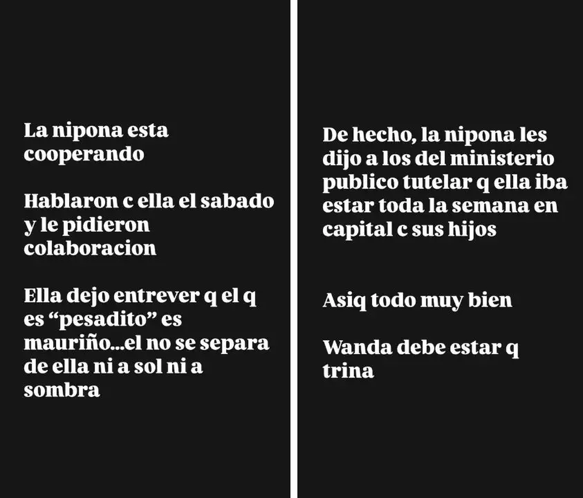 La China Suárez le echó la culpa de todo a Mauro Icardi. La China Suárez le echó la culpa de todo a Mauro Icardi.